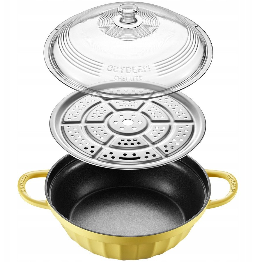 BUYDEEM Cast Aluminum Nonstick Multi function pot, model SP181, color Mellow Yellow (CP181-MY)