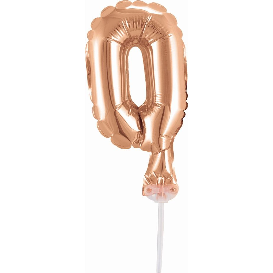 Szám Fólia Lufi Tortára - 13 cm, 0-ás, Rose Gold (GODA1975)
