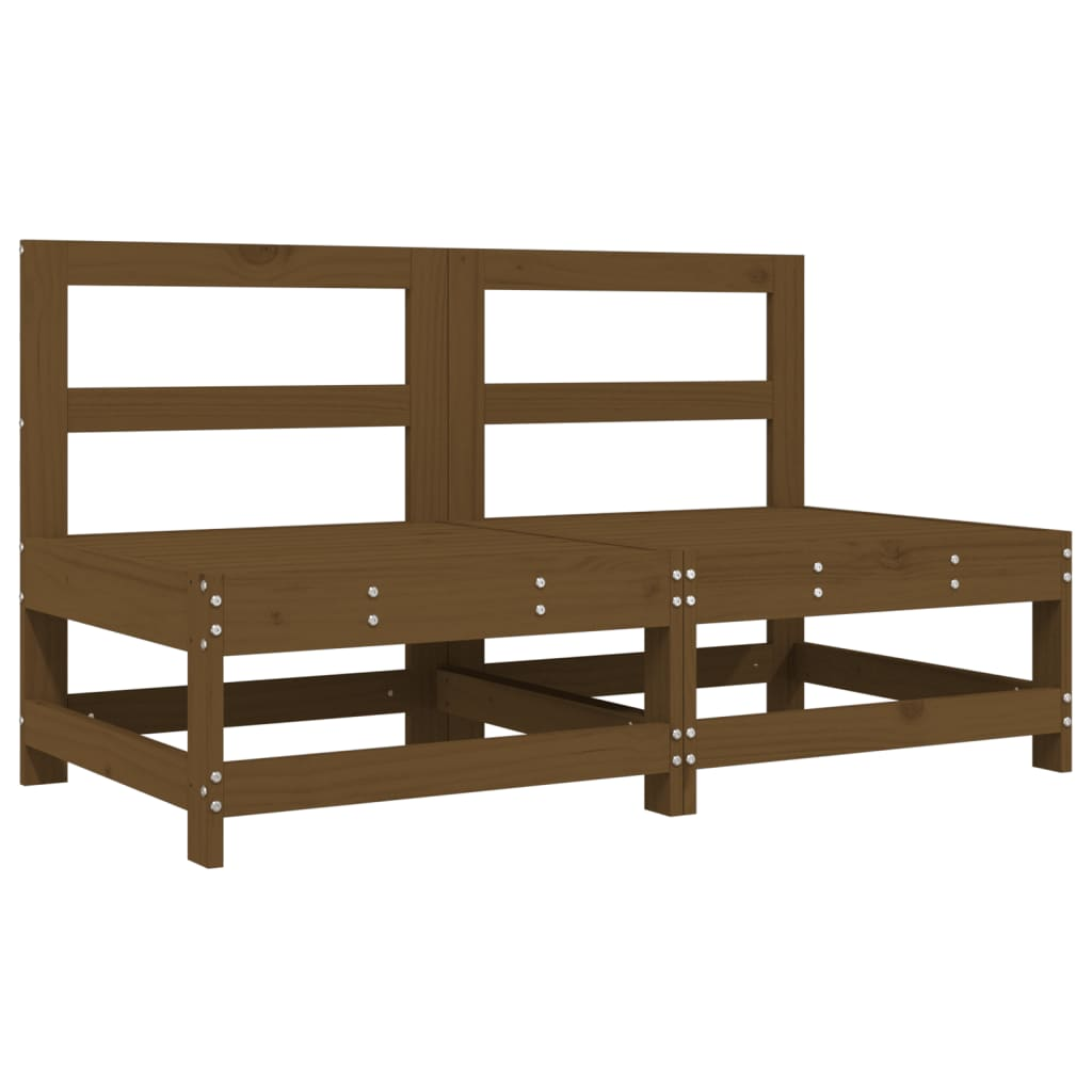 2 db mézbarna tömör fenyőfa kerti középső kanapé (825516)