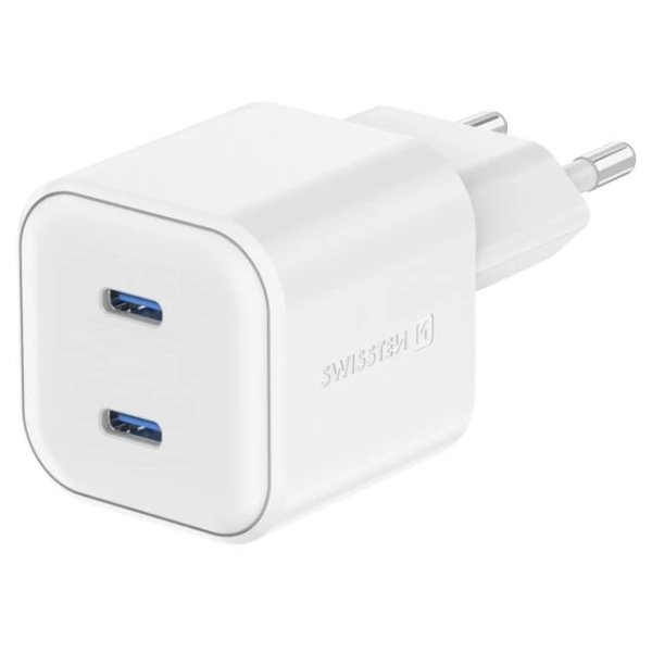 Swissten 22071510 2xUSB-C Hálózati Töltő Adapter 20W - Fehér (22070500)