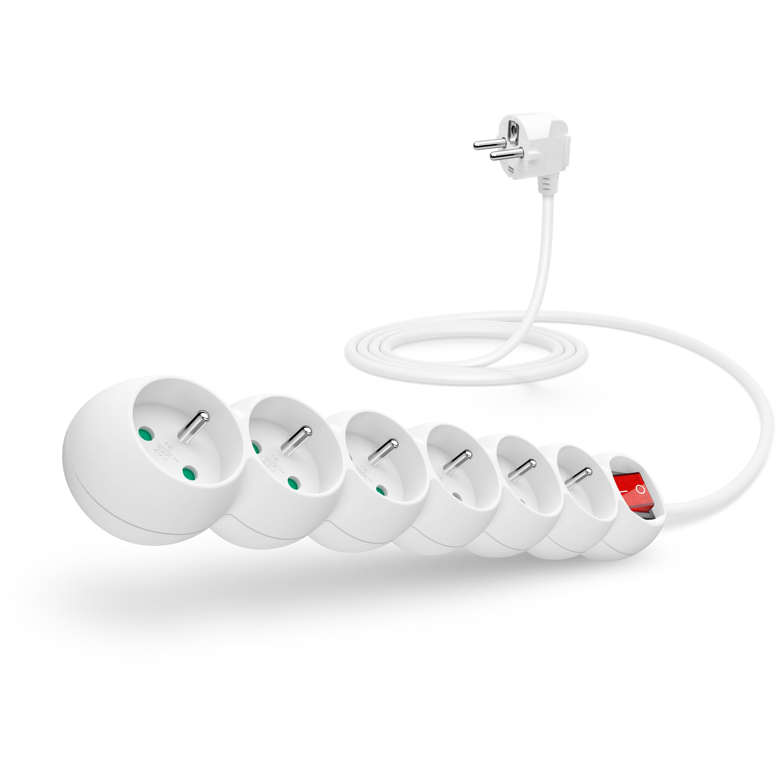 CONNECT IT hosszabbító kábel 230V, 6 aljzat + főkapcsoló, 2m, fehér (CI-1283)