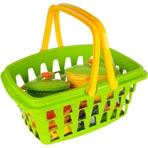 Toy kitchenware set with basket, TECHNOK DINNERWARE SET