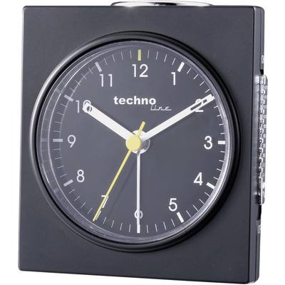 Analóg kvarc ébresztőóra, 75x85x45 mm, fekete, Techno Line Geneva Q (Model Q schwarz)