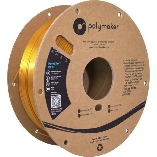 Polymaker PB01013 3D nyomtatószál PETG hőálló, nagy szakítószilárdság 1.75 mm 1000 g Arany PolyLite™ 1 db (PLM-22716)