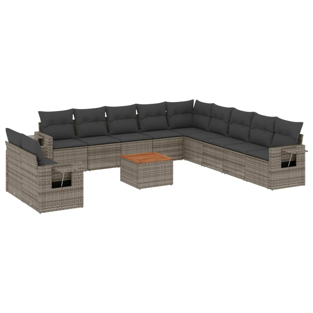 12 részes szürke polyrattan kerti ülőgarnitúra párnákkal (3256977)