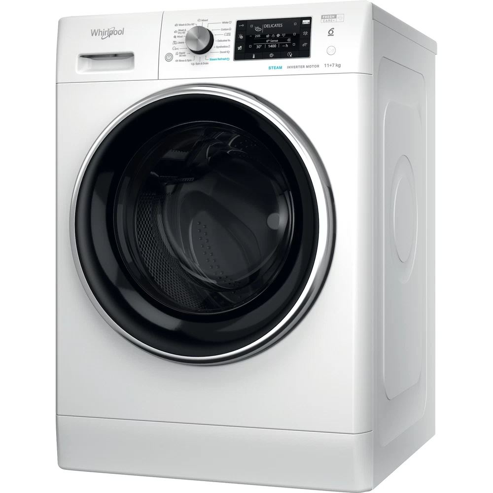 Whirlpool FFWDD1176258B mosó- és szárítógép Szabadonálló Felültöltős Fehér E (FFWDD 1176258 BCV EE)